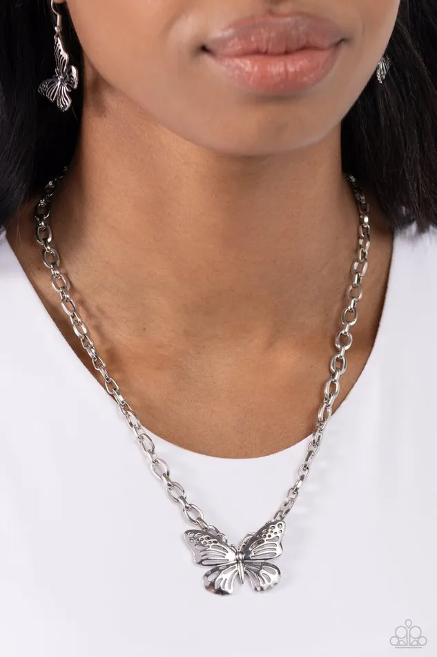Paparazzi Necklace Midair Monochromatic Silver Paparazzi Jewelry Necklaces