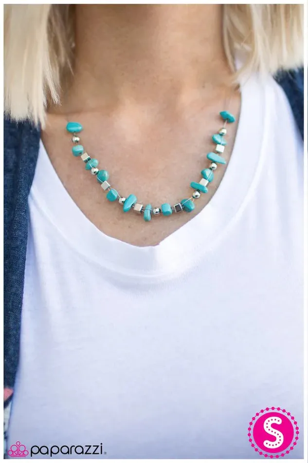 Paparazzi Necklace Pebble PowWow Blue Paparazzi Jewelry Necklaces