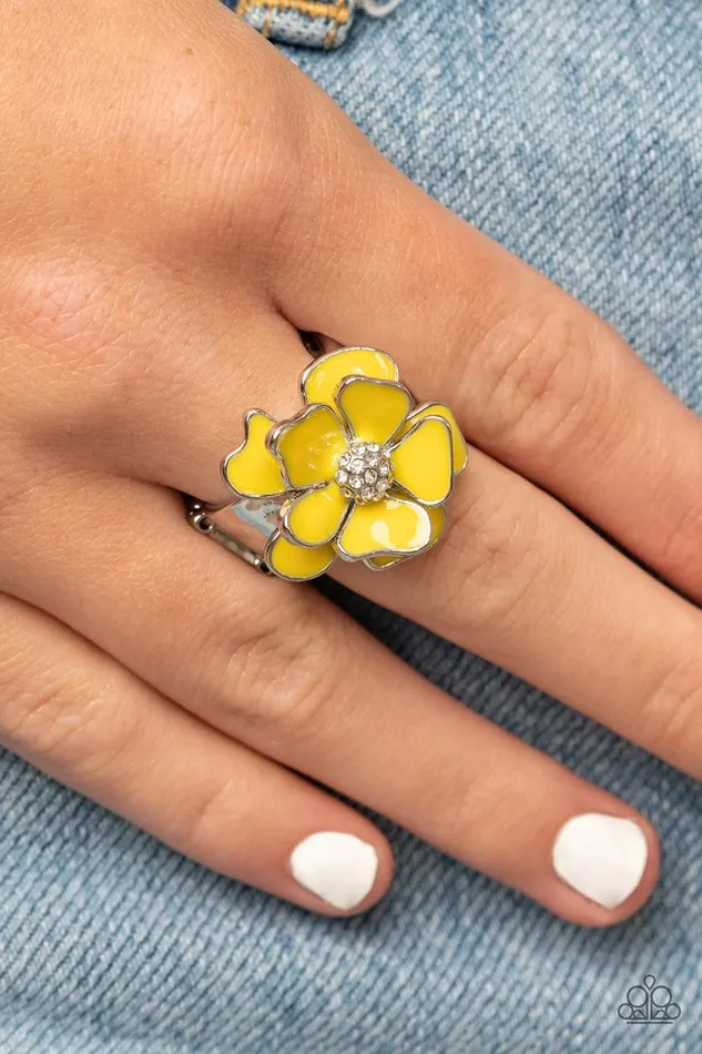 Paparazzi Ring Hibiscus Holiday Yellow Paparazzi Jewelry Rings