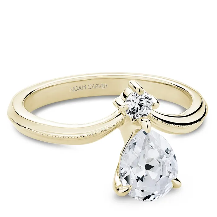Rings 14K Yellow Gold Diamond Semimount Ring Pear Head Noam Carver