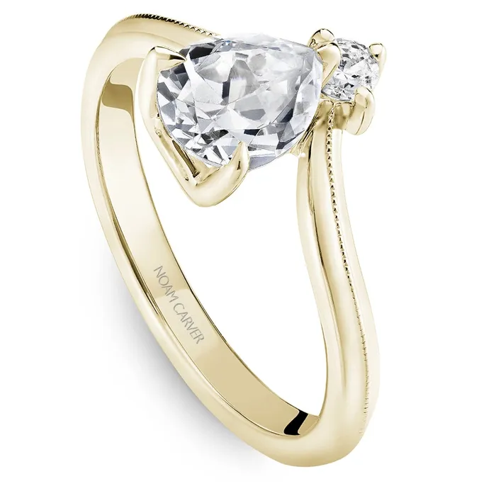 Rings 14K Yellow Gold Diamond Semimount Ring Pear Head Noam Carver