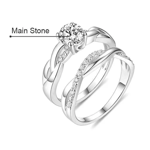 Rings Belbren Twist Infinity Ring Set with Simulated Diamonds 925 Sterling Silver Engagement Wedding Anniversary Promise Customizable Birthstone