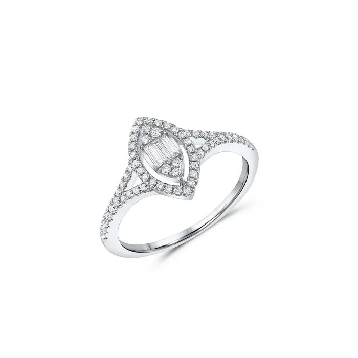 Rings CJ Charles Jewelers 18KT White Gold Marquise Cluster Diamond Ring