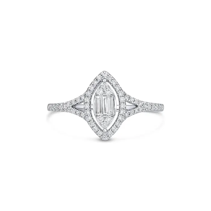 Rings CJ Charles Jewelers 18KT White Gold Marquise Cluster Diamond Ring