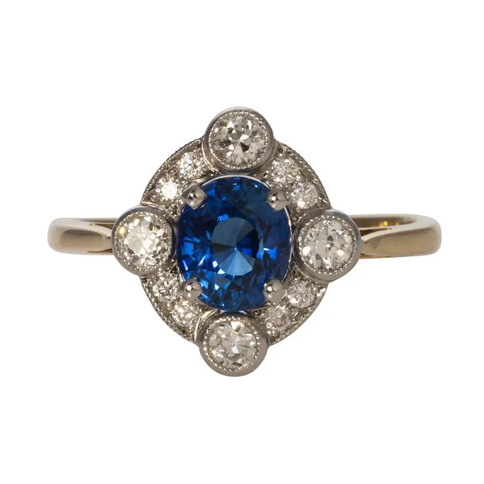 Rings Croghans Edwardian Style 125ct Oval Sapphire Diamond Ring