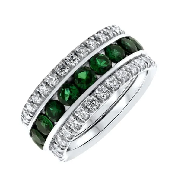 Rings Diamond Source NYC 14k White Gold Diamond And Emerald Eternity Band BA7500