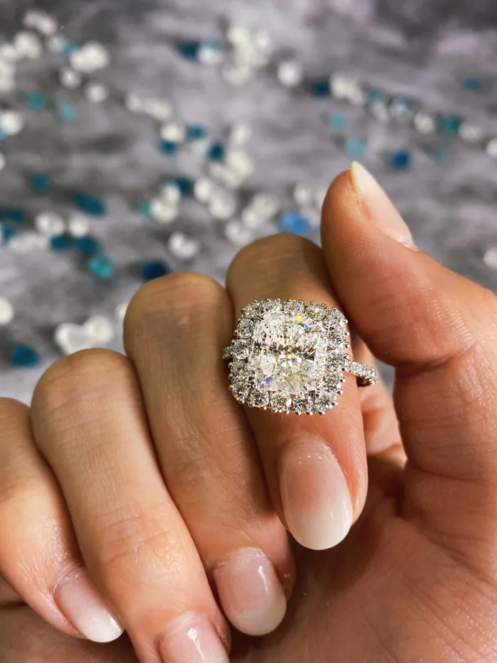 Rings Diamond Source NYC Precious 18k White Gold Engagement Ring features 437ct TDW ENG51500