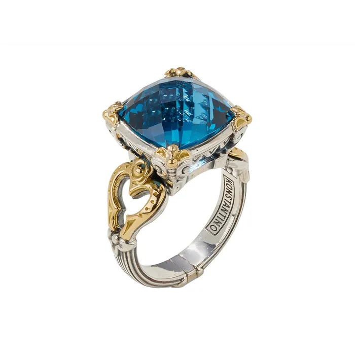 Rings Konstantino Anthos Silver and 18K Gold Blue Spinel Ring Konstantino