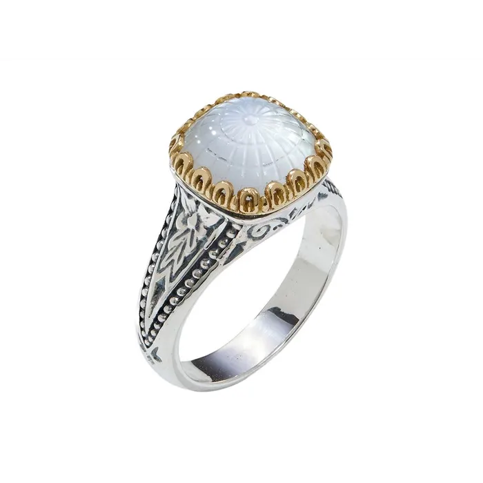 Rings Konstantino Konstantino Dome Silver and 18K Gold Crystal and Mother Of Pearl Doublet Ring Rings Konstantino Konstantino Dome Silver and 18K Gold Crystal and Mother Of Pearl Doublet Ring