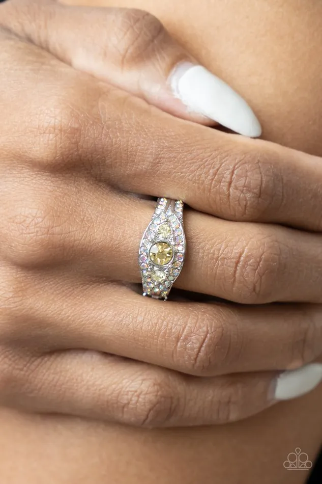 Rings Paparazzi Ring Celestial Crowns Yellow Paparazzi Jewelry