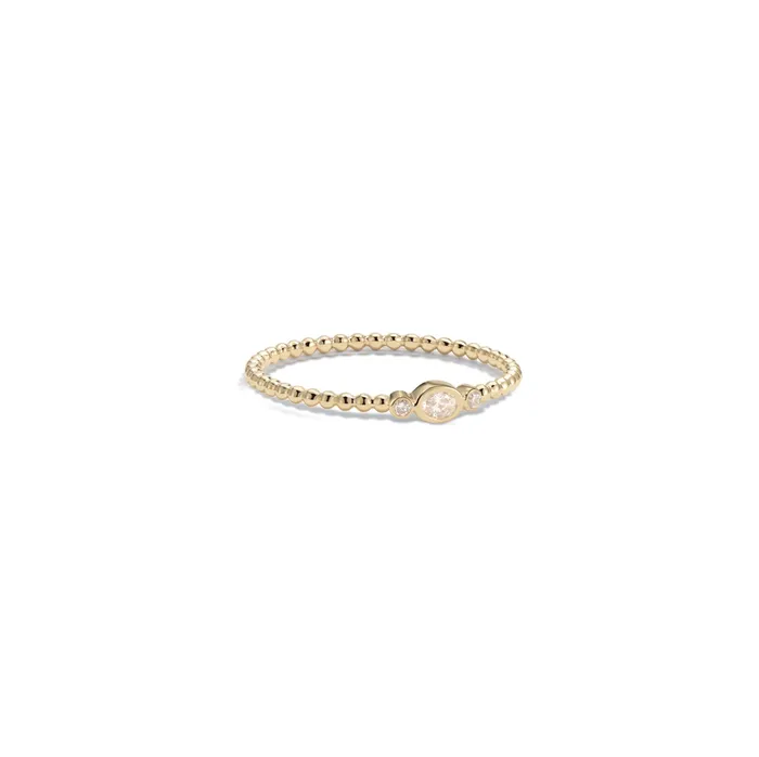 Rings RG 14k Oval Diamond Beaded Ring