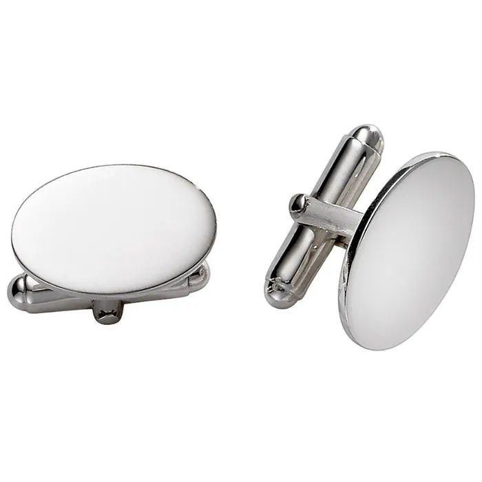Rings Sterling Silver Small Plain Oval Cufflinks Croghans