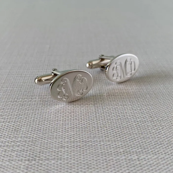 Rings Sterling Silver Small Plain Oval Cufflinks Croghans