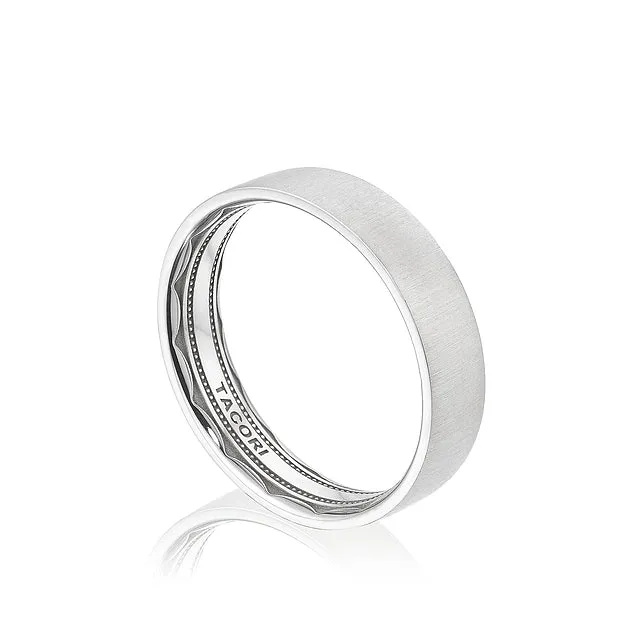 Rings Tacori Tacori Sculpted Cresent 18K White Gold Gents 7mm Flat Top Brushed Band Rings Tacori Tacori Sculpted Cresent 18K White Gold Gents 7mm Flat Top Brushed Band