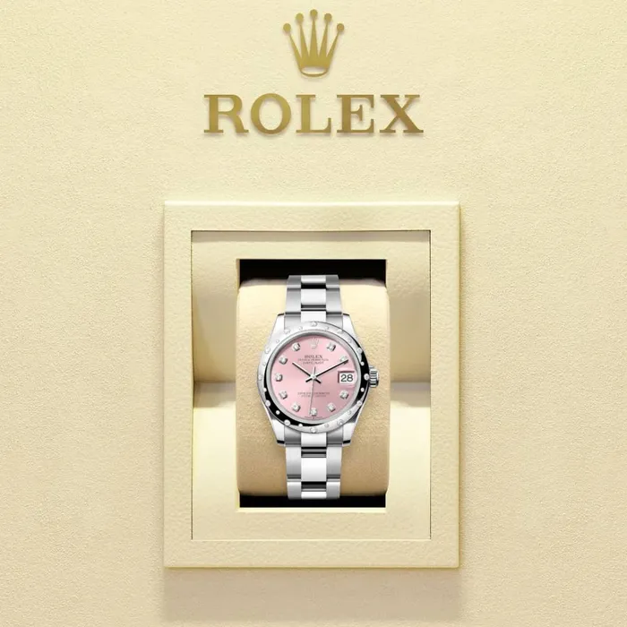 Rolex Bracelets Rolex Datejust 31mm Ref 278344rbr0033 Pink Diamond Dial Diamond Bezel Stainless Steel Oyster Bracelet Womens Watch
