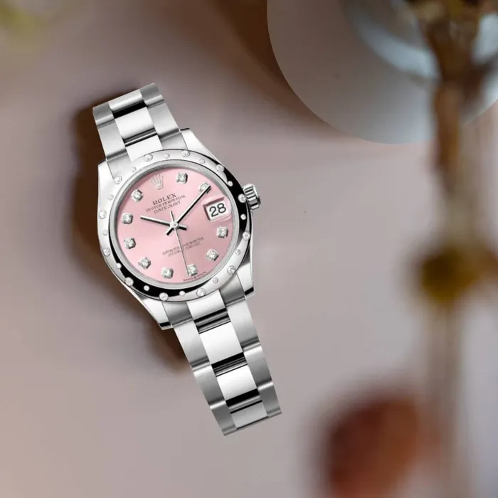 Rolex Bracelets Rolex Datejust 31mm Ref 278344rbr0033 Pink Diamond Dial Diamond Bezel Stainless Steel Oyster Bracelet Womens Watch