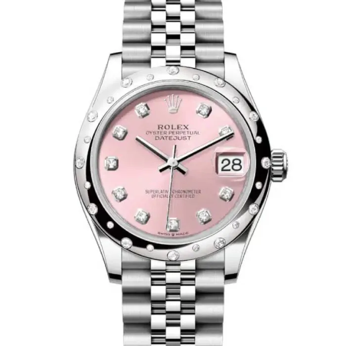 Rolex Datejust 31mm Ref 278344rbr0034 Pink Diamond Dial Diamond Bezel Stainless Steel Jubilee Bracelet Womens Watch Rolex Bracelets
