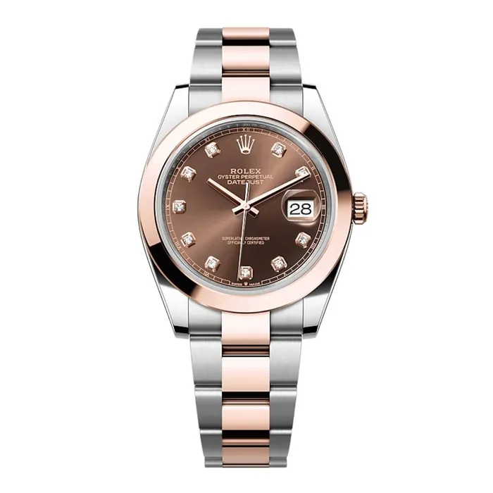 Rolex Datejust 41mm Ref 1263010003 Chocolate Diamond Dial Two Tone Stainless Steel 18K Rose Gold Oyster Bracelet Mens Watch Rolex Bracelets Rolex Datejust 41mm Ref 1263010003 Chocolate Diamond Dial Two Tone Stainless Steel 18K Rose Gold Oyster Bracelet Mens Watch Rolex Bracelets