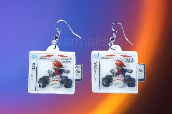 Sam Makes Things Earrings Mariokart Nintendo DS Game 2D detailed Handmade Earrings