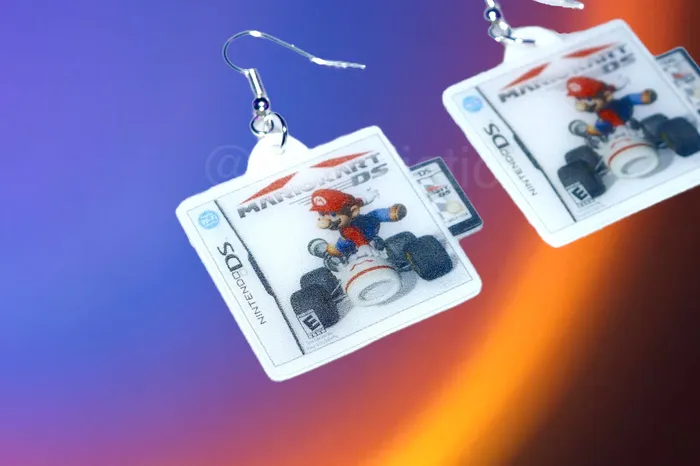 Sam Makes Things Earrings Mariokart Nintendo DS Game 2D detailed Handmade Earrings