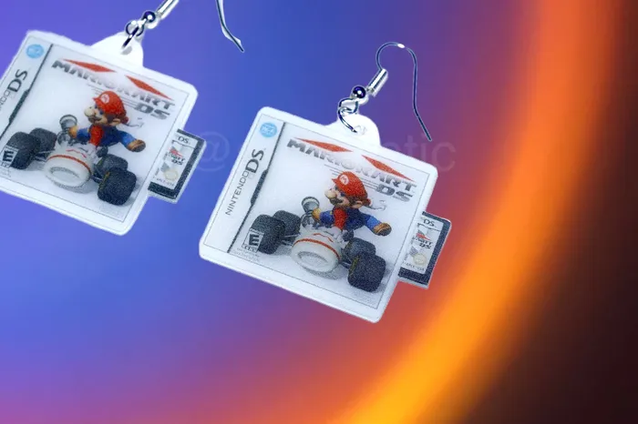Sam Makes Things Earrings Mariokart Nintendo DS Game 2D detailed Handmade Earrings
