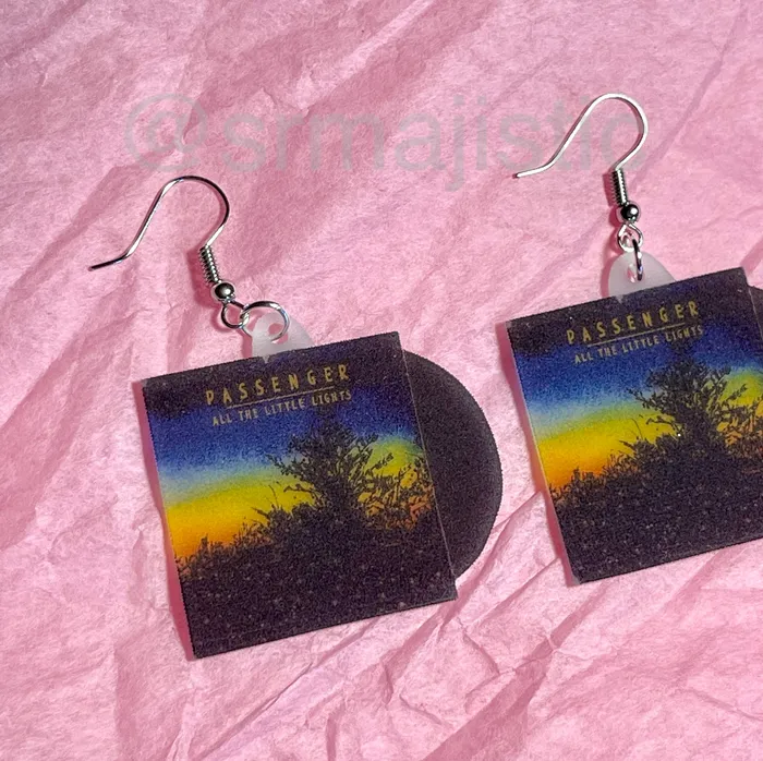 Sam Makes Things Earrings Passengers All the Little Lights Vinyl Album Handmade Earrings Sam Makes Things Earrings Passengers All the Little Lights Vinyl Album Handmade Earrings