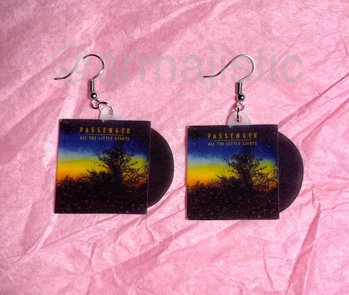 Sam Makes Things Earrings Passengers All the Little Lights Vinyl Album Handmade Earrings