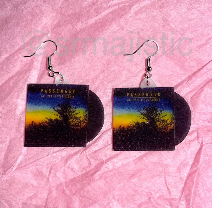 Sam Makes Things Earrings Passengers All the Little Lights Vinyl Album Handmade Earrings