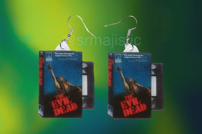 Sam Makes Things Earrings READY TO SHIP Evil Dead 1981 VHS Tape 2D detailed Handmade Earrings Sam Makes Things Earrings READY TO SHIP Evil Dead 1981 VHS Tape 2D detailed Handmade Earrings