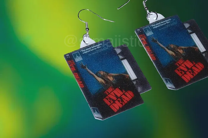 Sam Makes Things Earrings READY TO SHIP Evil Dead 1981 VHS Tape 2D detailed Handmade Earrings Sam Makes Things Earrings READY TO SHIP Evil Dead 1981 VHS Tape 2D detailed Handmade Earrings
