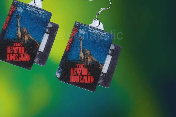 Sam Makes Things Earrings READY TO SHIP Evil Dead 1981 VHS Tape 2D detailed Handmade Earrings Sam Makes Things Earrings READY TO SHIP Evil Dead 1981 VHS Tape 2D detailed Handmade Earrings