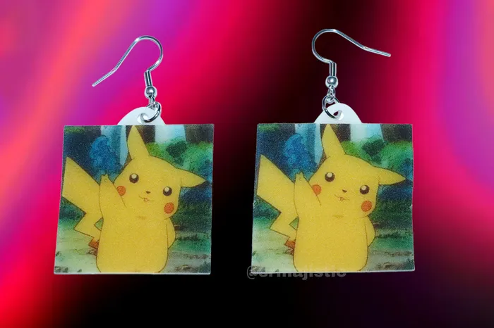 Sam Makes Things Pikachu with Peace Sign Cute Pokmon Character Handmade Earrings Earrings Sam Makes Things Pikachu with Peace Sign Cute Pokmon Character Handmade Earrings Earrings