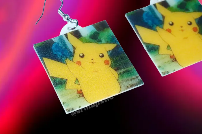 Sam Makes Things Pikachu with Peace Sign Cute Pokmon Character Handmade Earrings Earrings