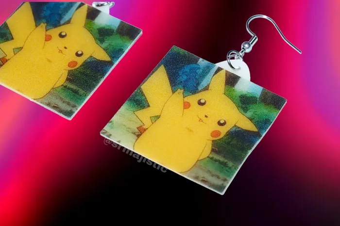 Sam Makes Things Pikachu with Peace Sign Cute Pokmon Character Handmade Earrings Earrings