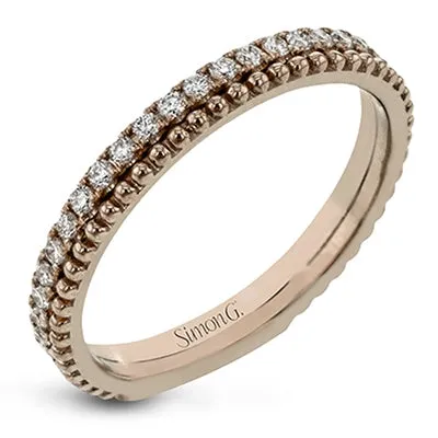 Simon G Rings Simon G 18K Rose Gold Diamond Band with Layer of Beading