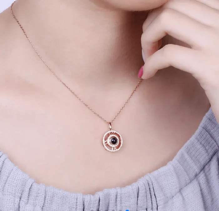 Sterling Silver 925 Memory Keeper Projection Necklace Customizable Photo Pendant for Timeless Keepsakes Belbren Necklaces