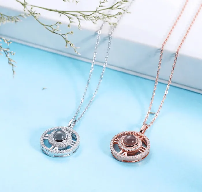 Sterling Silver 925 Memory Keeper Projection Necklace Customizable Photo Pendant for Timeless Keepsakes Belbren Necklaces