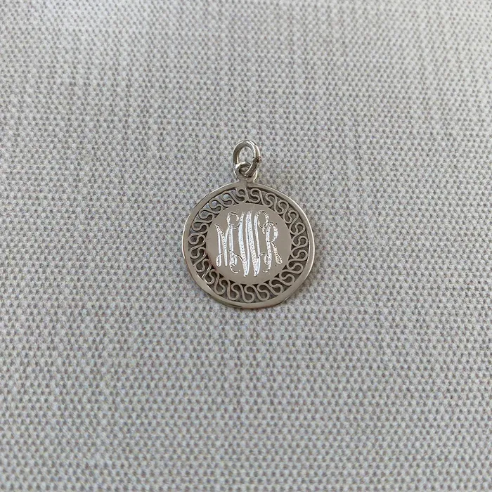 Sterling Silver Large Filigree Disc Charm Croghans Rings