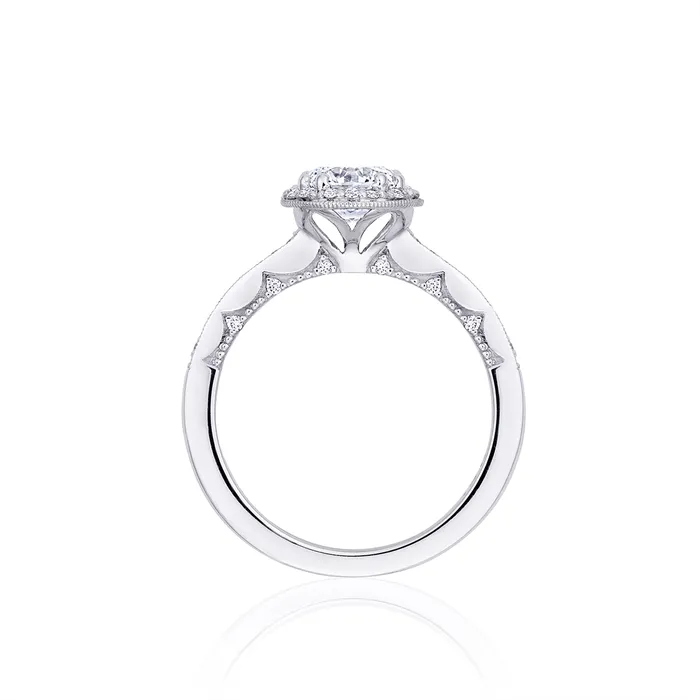 Tacori Rings Tacori Coastal Crescent 14K White Gold Round Halo Diamond Semimount Tacori Rings Tacori Coastal Crescent 14K White Gold Round Halo Diamond Semimount