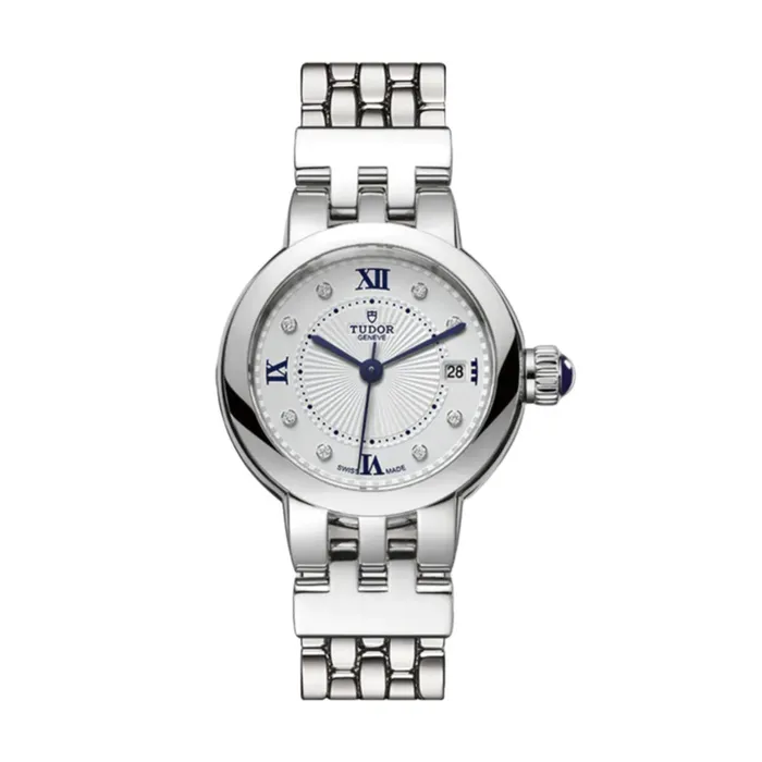 Tudor Tudor Clair De Rose 26mm Watch Ref M352000004 Opaline Roman Diamond Index Dial Stainless Steel Bracelet Bracelets