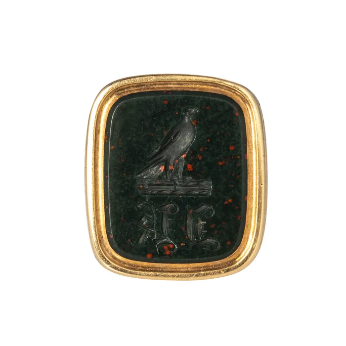 Victorian Bloodstone Intaglio 14K Gold Fob Locket Pendant Croghans PreStyled Sets