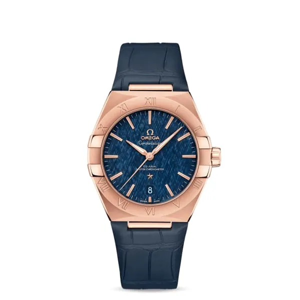 Watches Omega Omega Constellation 39mm Watch Ref 13153392003001 Blue Index Dial in 18K Rose Gold Case Blue Leather Strap Watches Omega Omega Constellation 39mm Watch Ref 13153392003001 Blue Index Dial in 18K Rose Gold Case Blue Leather Strap