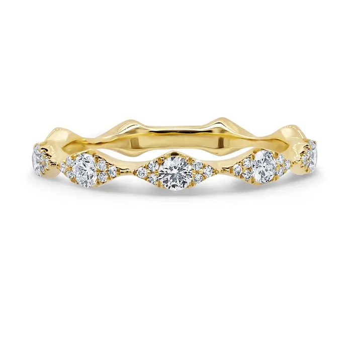 Wedding Bands Rings 14K Yellow Gold Diamond Band Marquise Shaped