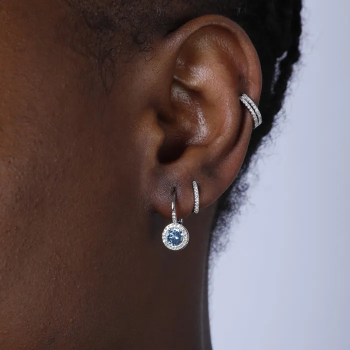 White Topaz Diamond 14K White Gold Martini Leverback Earrings Croghans Earrings