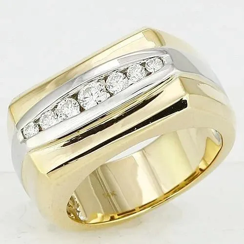 080 Ct Natural Earth Mined Diamond TwoTone 14K Mens Ring Jewelry New GB Rings 080 Ct Natural Earth Mined Diamond TwoTone 14K Mens Ring Jewelry New GB Rings