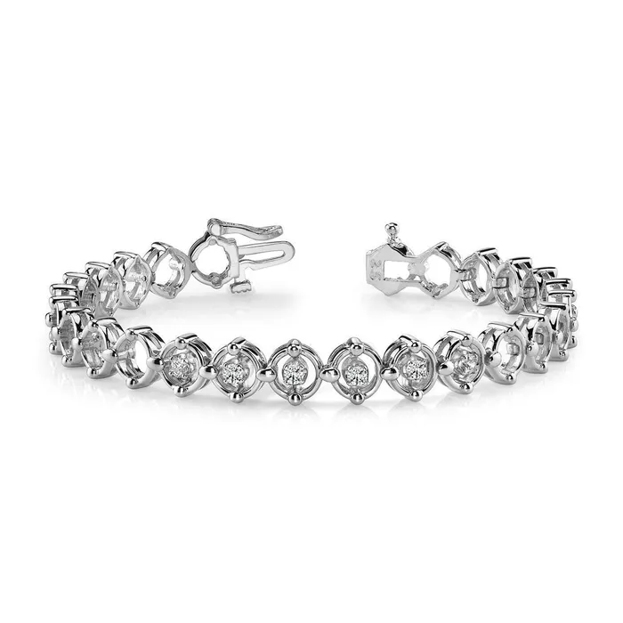 120 Ct Round Cut Natural Earth Mined Diamond Link Bracelet 14K White Gold GB Bracelets 120 Ct Round Cut Natural Earth Mined Diamond Link Bracelet 14K White Gold GB Bracelets