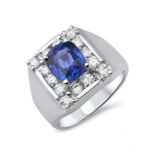 160 Ct Sri Lankan Sapphire Natural Earth Mined Diamond Ring 14K White Gold GB Rings 160 Ct Sri Lankan Sapphire Natural Earth Mined Diamond Ring 14K White Gold GB Rings