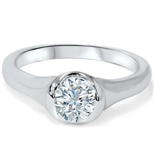 1 Carat Round Cut Solitaire Natural Earth Mined Diamond Wedding Ring 14K White Gold GB Rings 1 Carat Round Cut Solitaire Natural Earth Mined Diamond Wedding Ring 14K White Gold GB Rings