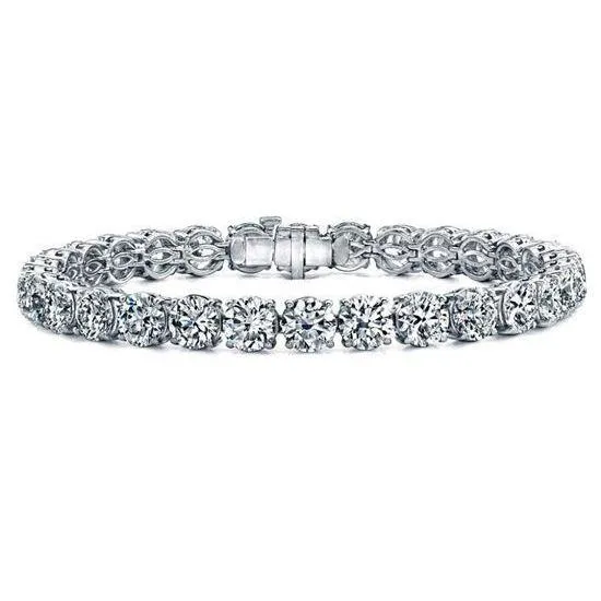 1440 Ct Round Brilliant Cut Natural Earth Mined Diamond Tennis Bracelet White Solid Gold GB Bracelets