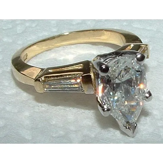231 Ct Natural Earth Mined Diamonds Pear Cut Two Tone Gold Three Stone Ring GB Rings 231 Ct Natural Earth Mined Diamonds Pear Cut Two Tone Gold Three Stone Ring GB Rings